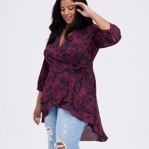Torrid Georgette Wrap Tunic Blouse